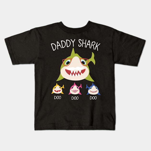 Sharks Swimming Together Happy Father Day Daddy Shark Doo Doo Doo Son Daughter Kids T-Shirt by DainaMotteut